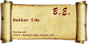 Bekker Ede névjegykártya